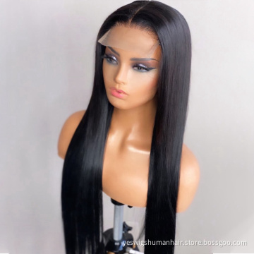 Cheap Wholesale Straight Raw Indian Virgin Human Hair Swiss Lace Closure Wig Pre Plucked Hd FullLace Front Wig Human Hair Vendor